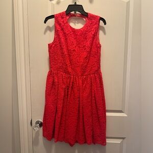 Kate Spade Coral Lace high-low fit and flare dress in geranium. Size 8